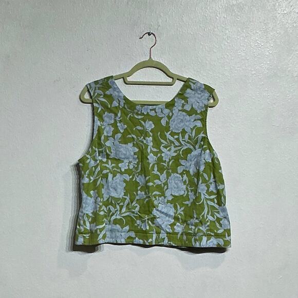 Anthropologie Maeve Green Floral London Sleeveless Blouse Sz L - Picture 2 of 12